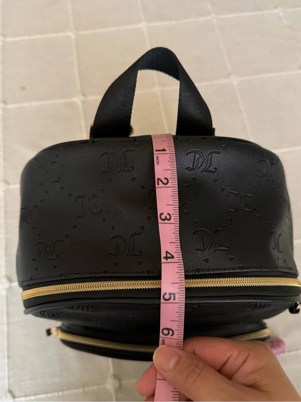 Juicy Couture Black Embossed Logo Backpack with Gold Hardware